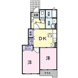 ガーデンハウスバーミィB 2DKの間取図画像