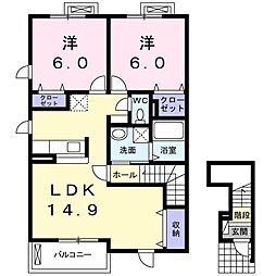 ナックサクラニュータウンA 2LDKの間取図画像