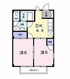 アネックス山王 2階2DKの間取り