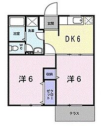 オークラパーク・ホームズ南館 2DKの間取図画像