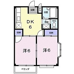 エルディム稲和A 2DKの間取図画像