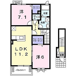 レディバードB 2LDKの間取図画像