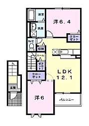 アズール学園 2LDKの間取図画像