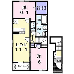 ラ・フェリーチェA 2LDKの間取図画像