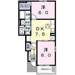 マリアージュ 2DKの間取図画像