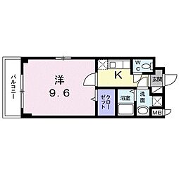 第7グリ−ンハイツ 3階1Kの間取り