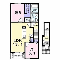 メリディアンベル稲葉 2LDKの間取図画像
