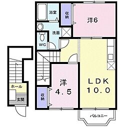 プレミール榎 2LDKの間取図画像