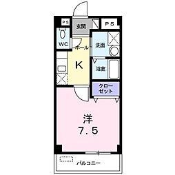 サンパティーク・シュッド 1階1Kの間取り