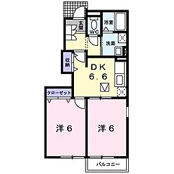 アンジェリックA 2DKの間取図画像