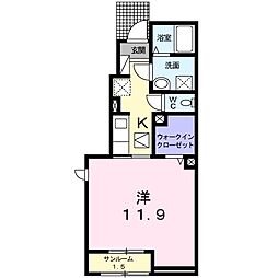 レジデンス　ル・アンジュ 1階1Kの間取り