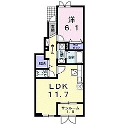ラパンIII 1階1LDKの間取り