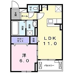 リアンボヌール鶴見緑地 1LDKの間取図画像