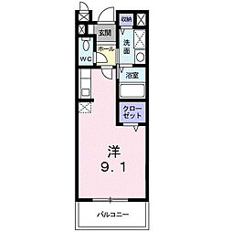 アルバ　I 2階ワンルームの間取り