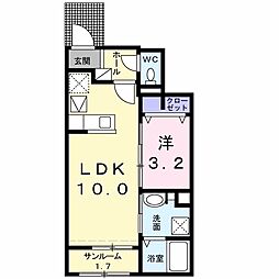 グランディールレレーユ 1LDKの間取図画像