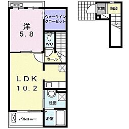 プロムナード 1LDKの間取図画像