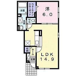 ジェルメリアン 1LDKの間取図画像