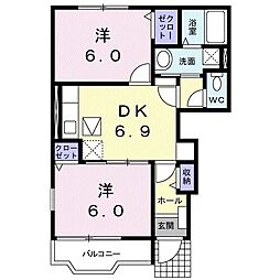 サンリット・ビラ 2DKの間取図画像
