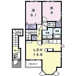 アルドーレウーノ 2LDKの間取図画像