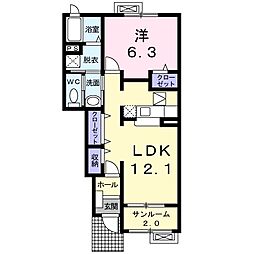ブライト・ブルックC 1LDKの間取図画像