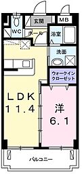 リベルタ・M・ヴィラ 1LDKの間取図画像