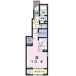 サニーヒルズIII 1階ワンルームの間取り