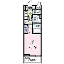 ヴィラ渋川 1Kの間取図画像