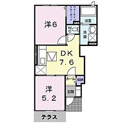 フェイバーレジデンスA 2DKの間取図画像