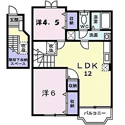 サンウエストヒルズD 2LDKの間取図画像