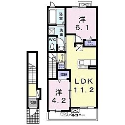 パインアベニュー2 2LDKの間取図画像