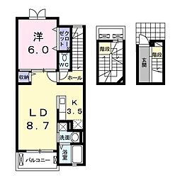 シャルマンABE 1LDKの間取図画像