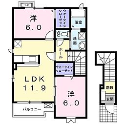 レインボーハウス 2LDKの間取図画像
