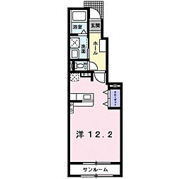 グランドール西開発　Ａ 1階ワンルームの間取り