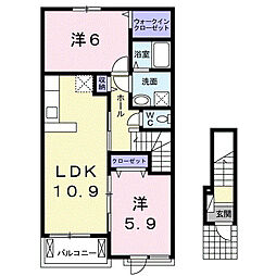 フリーデン 2LDKの間取図画像