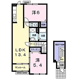 ヴィーヴルII 2階2LDKの間取り