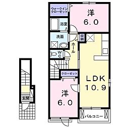 ブランドール西館A 2LDKの間取図画像