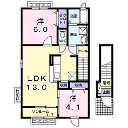 シェーネ 2LDKの間取図画像