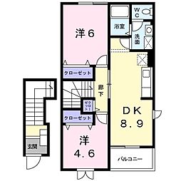 ラフィネ2 2DKの間取図画像