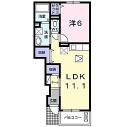 エミネスタウンＳ−I 1階1LDKの間取り