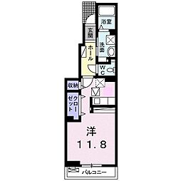 ディアコート桜II 1階ワンルームの間取り