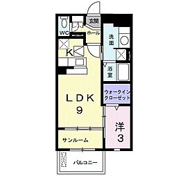 リバ・シティ夢咲I 1階1LDKの間取り