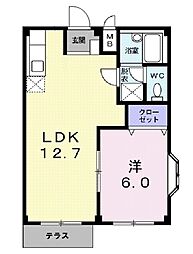 エルディム砂押A 1LDKの間取図画像
