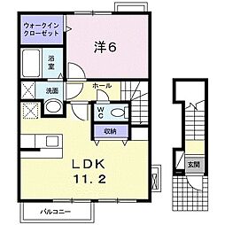 メゾネット　アイＡ 2階1LDKの間取り