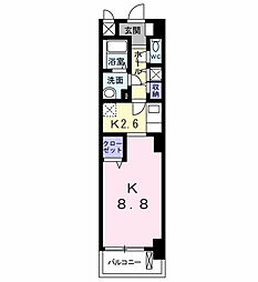 ラ・ベルソレイユ 1Kの間取図画像