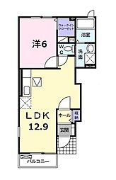 メゾンサンパティーク　I棟 1階1LDKの間取り