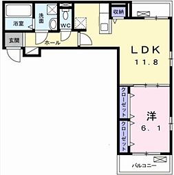 ブランキューブ 1LDKの間取図画像