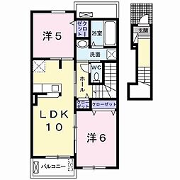 ルミエール応神2 2LDKの間取図画像