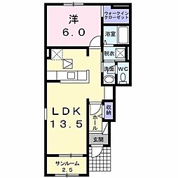 セレーナC 1LDKの間取図画像
