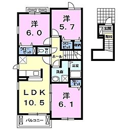 サンリット横井Ｂ 2階3LDKの間取り