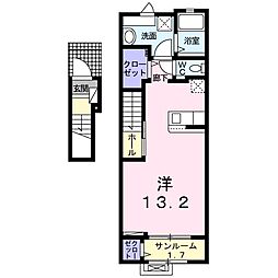 ガーラ　Ｂ 2階ワンルームの間取り